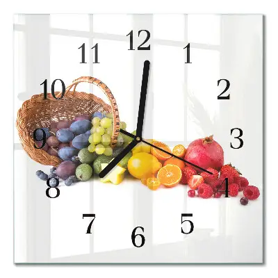 Quadratische wanduhr Obst
