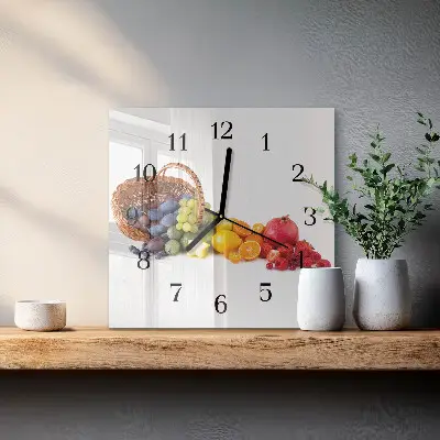 Quadratische wanduhr Obst