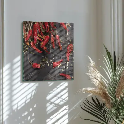 Quadratische wanduhr Chilischoten
