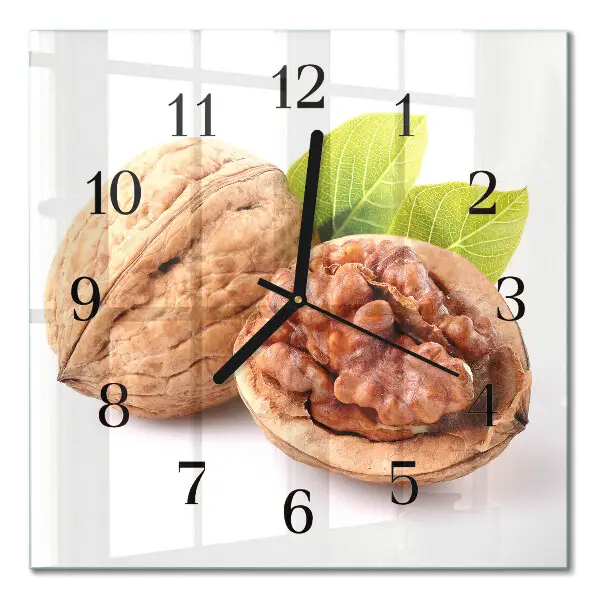 Quadratische wanduhr Nuss