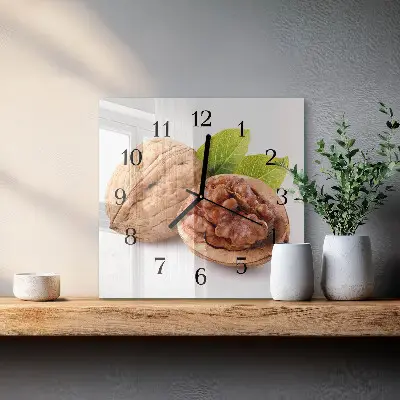 Quadratische wanduhr Nuss
