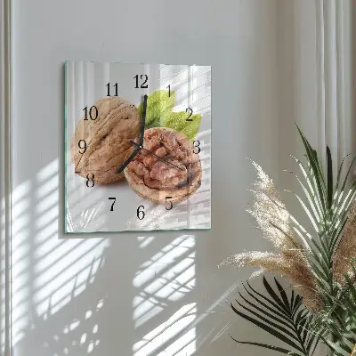 Quadratische wanduhr Nuss
