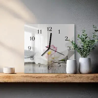Quadratische wanduhr Orchidee