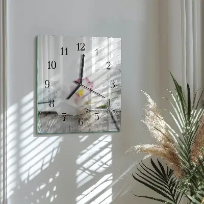 Quadratische wanduhr Orchidee
