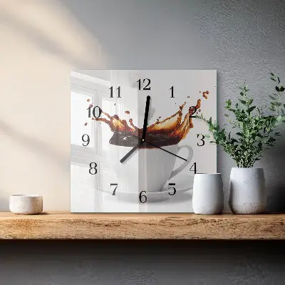 Glasuhr quadratisch Kaffee