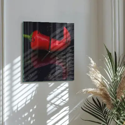 Quadratische wanduhr Chilischoten