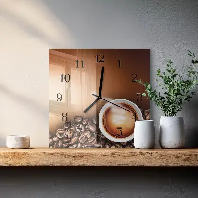 Quadratische wanduhr modern Kaffee