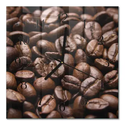 Quadratische wanduhr Kaffeebohnen