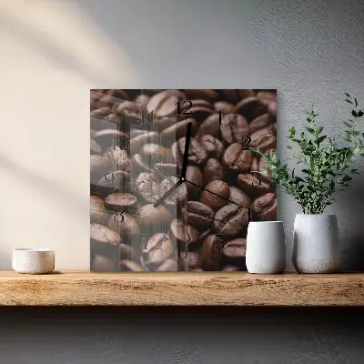 Quadratische wanduhr Kaffeebohnen
