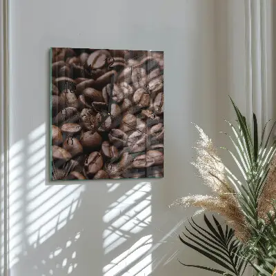 Quadratische wanduhr Kaffeebohnen
