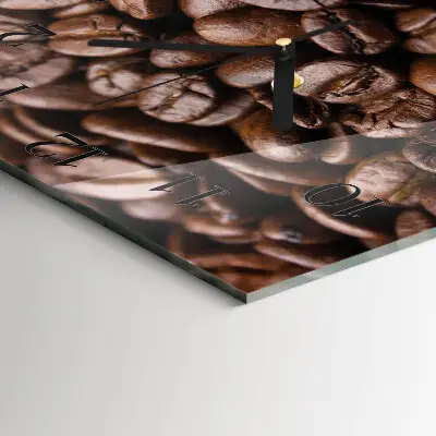 Quadratische wanduhr Kaffeebohnen