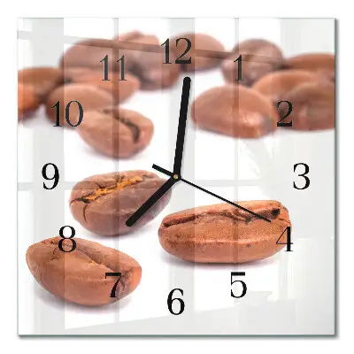 Quadratische wanduhr Kaffeebohnen