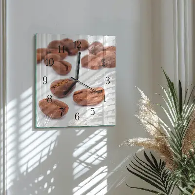Quadratische wanduhr Kaffeebohnen