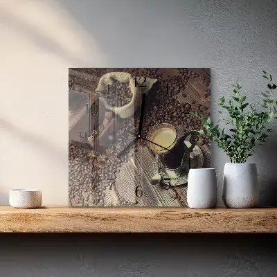 Glasuhr quadratisch Kaffee