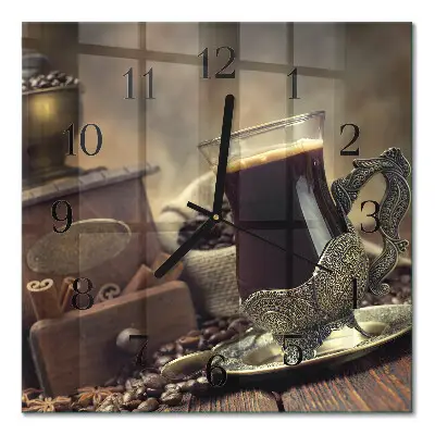 Quadratische wanduhr Kaffee