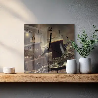 Quadratische wanduhr Kaffee