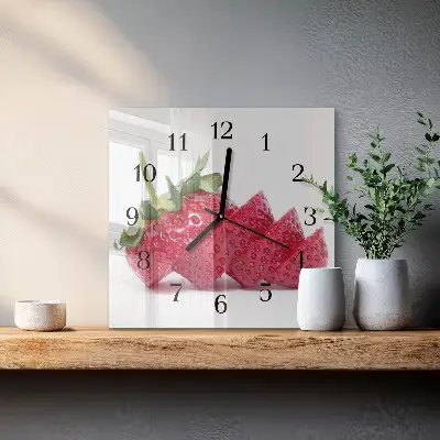 Moderne wanduhr quadratisch Erdbeere