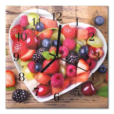 Quadratische wanduhr modern Obst