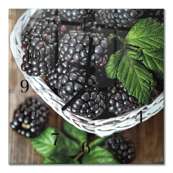 Quadratische wanduhr modern Brombeeren