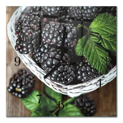 Quadratische wanduhr modern Brombeeren
