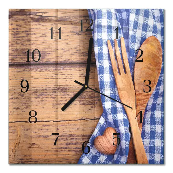 Wanduhr mit motiv quadratisch Holz und Besteck