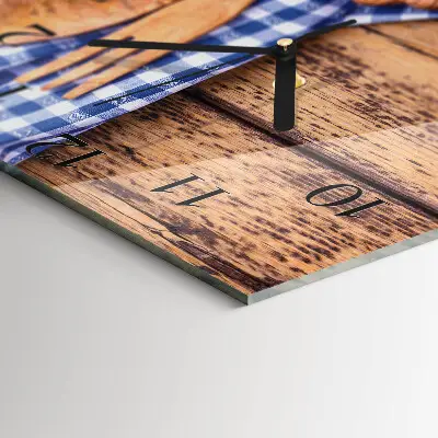 Wanduhr mit motiv quadratisch Holz und Besteck