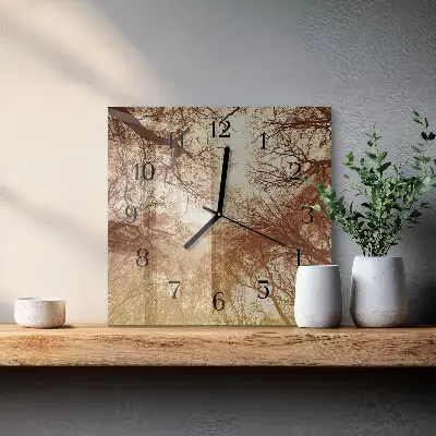 Quadratische wanduhr modern Baumkronen