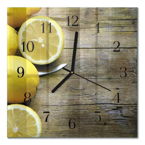 Quadratische wanduhr Saftige Zitronen