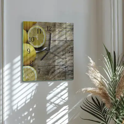 Quadratische wanduhr Saftige Zitronen