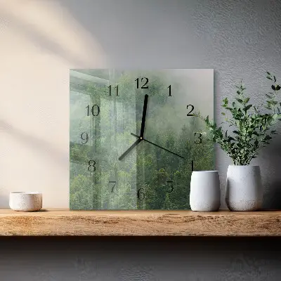 Quadratische wanduhr modern Nebelwald