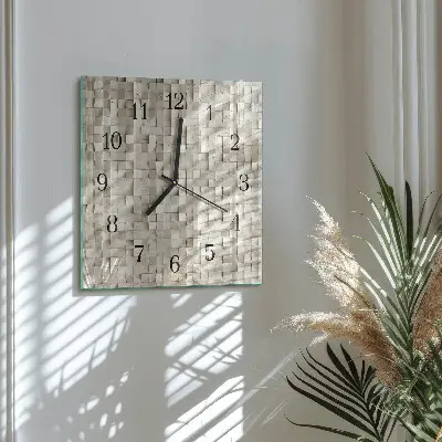Wanduhr mit motiv quadratisch Holzmosaik