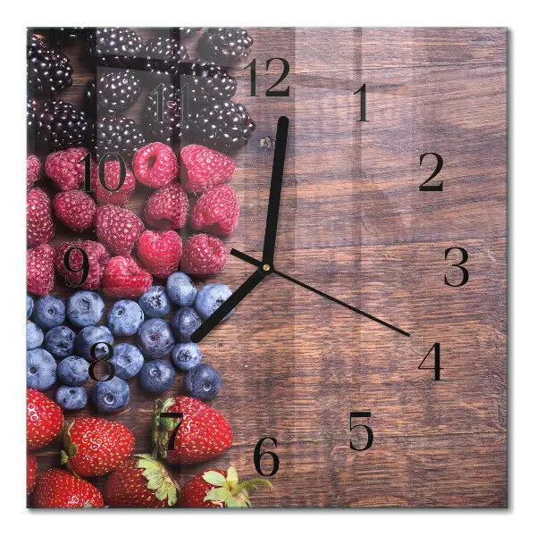 Quadratische wanduhr modern Waldfrüchte