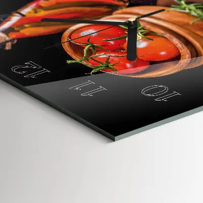 Quadratische wanduhr Tomaten und Knoblauch