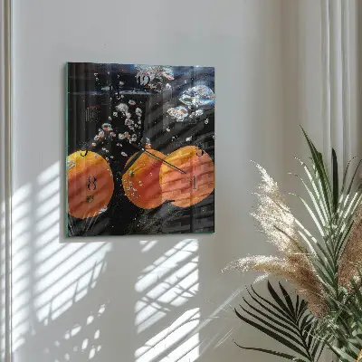 Glasuhr quadratisch Orangen