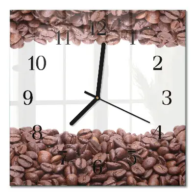 Quadratische wanduhr modern Kaffeebohnen
