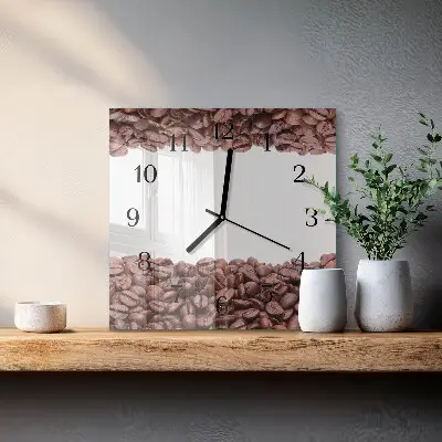 Quadratische wanduhr modern Kaffeebohnen