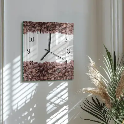 Quadratische wanduhr modern Kaffeebohnen