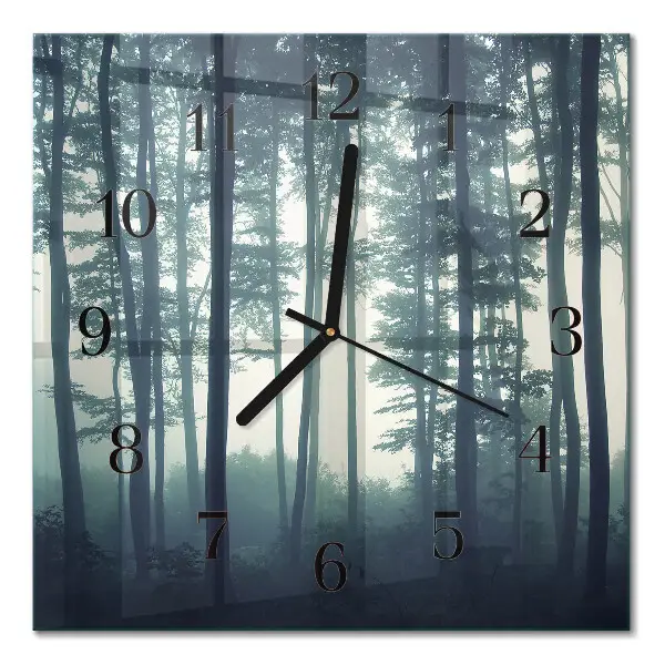 Wanduhr mit motiv quadratisch Nebelwald