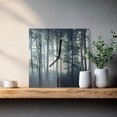 Wanduhr mit motiv quadratisch Nebelwald