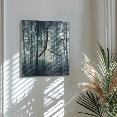 Wanduhr mit motiv quadratisch Nebelwald
