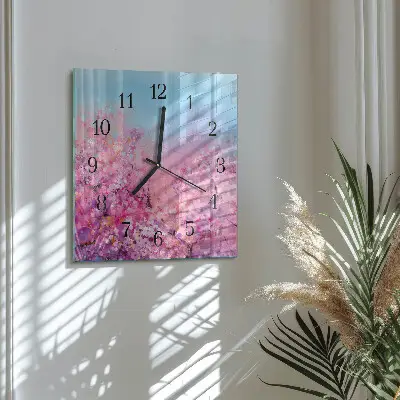 Quadratische wanduhr Blumenmuster