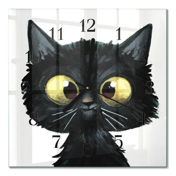 Quadratische wanduhr Schwarze Katze