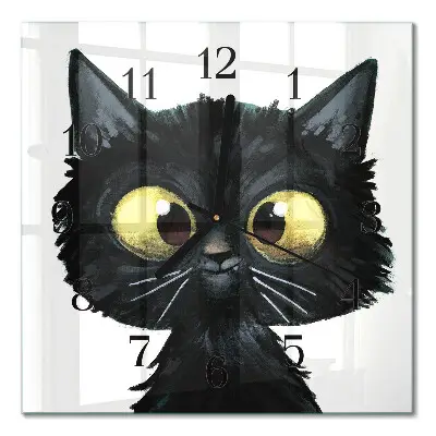 Quadratische wanduhr Schwarze Katze