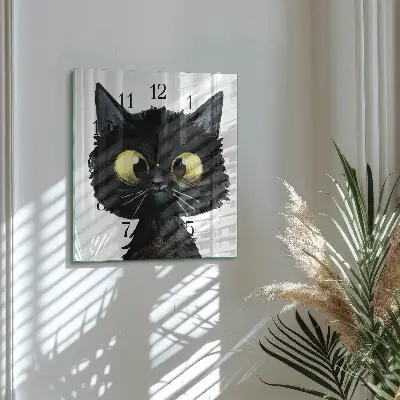 Quadratische wanduhr Schwarze Katze