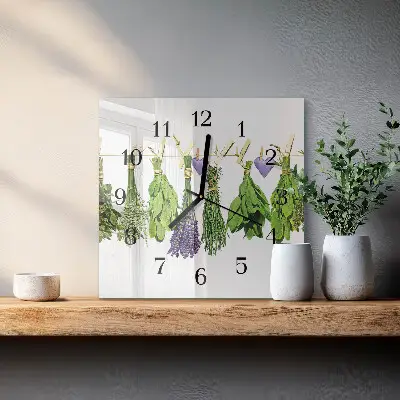 Moderne wanduhr quadratisch Kräuter