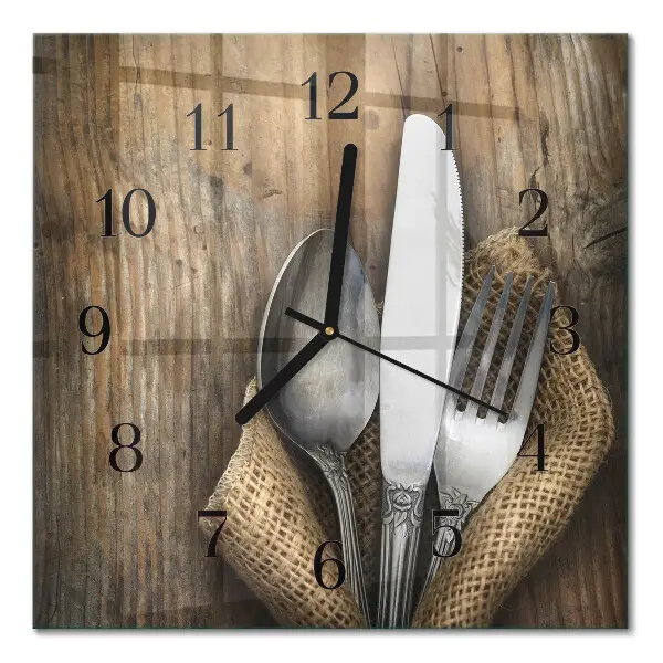Quadratische wanduhr modern Besteck