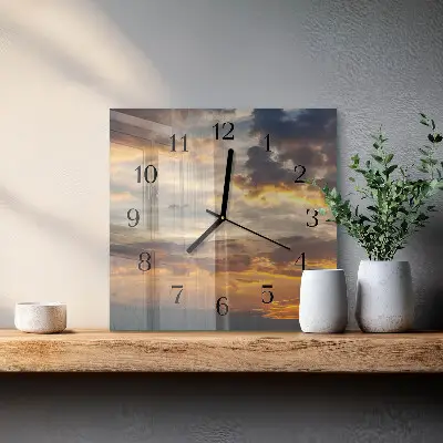 Moderne wanduhr quadratisch Sonnenuntergang