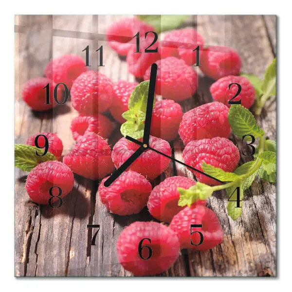 Quadratische wanduhr modern Himbeeren