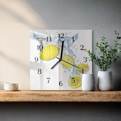 Moderne wanduhr quadratisch Zitronen