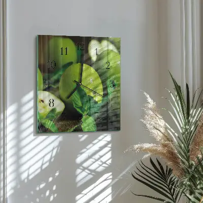 Quadratische wanduhr modern Grüne Äpfel